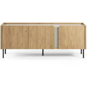 HOMIFAB Meuble tv 3 portes décor chêne et vert 140 cm - ingo Ingo pas cher
