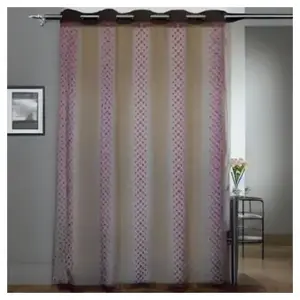 Comparateur de prix : Home Maison Voilage tamisant à pois et rayures (140x240 cm - Marron Brun)