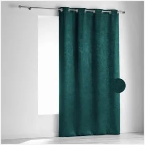 LINDER Rideau non feu M1 en velours fiore (240x260 cm - Bleu Canard)