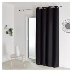 Homemaison Rideau 100% occultant Ignifugé M1 Noir, Polyester, 260x240 cm pas cher