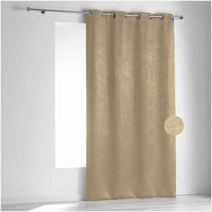 LINDER Rideau non feu M1 en velours fiore (140x260 cm - Naturel)