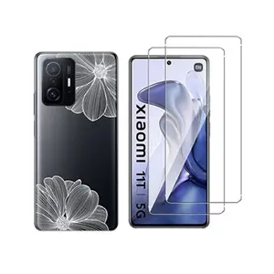 Comparateur de prix : NOVAGO Coque pour Xiaomi 11T / 11T Pro 5G et 2 protections écran Verre Trempé [Fleur blanche]