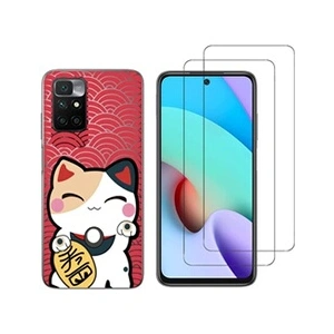 NOVAGO Coque pour Xiaomi Redmi 10 et 2 protections écran Verre Trempé [Chat Porte-bonheur] pas cher