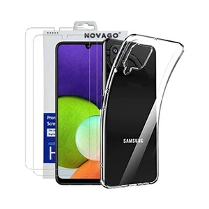 Comparateur de prix : NOVAGO Coque gel transparente pour Samsung Galaxy A22 4G et 2 protections écran verre trempé []