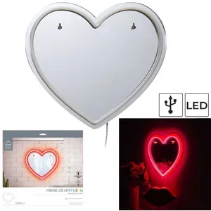 Home Deco Kids - Miroir LED effet neon Coeur rouge OS