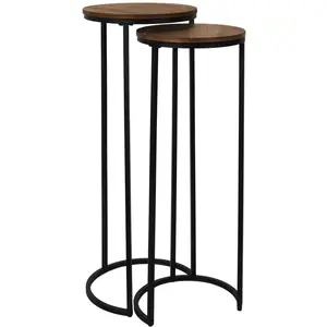 Comparateur de prix : Lot de 2 sellettes gigogne 80cm marron