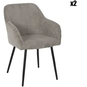Fauteuil - SCOTT - Côtelé - Lot de 2 - 85cm - Taupe - Design Contempor... pas cher