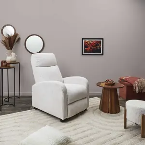 Fauteuil de Relaxation Côtelé "Scott" 100cm Beige pas cher