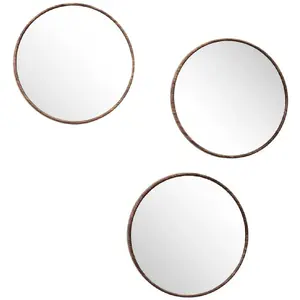 Comparateur de prix : The Home Deco Factory Lot de 3 miroirs diam 26cm effet bois