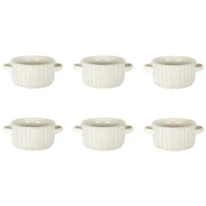 HOME DECO FACTORY Lot de 6 Bols à Soupe "Vlora" 8cm Beige pas cher