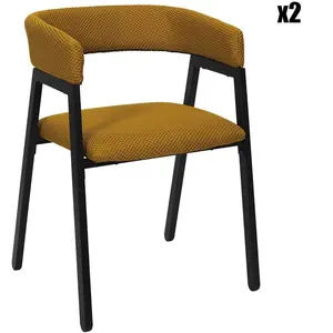 Fauteuil Design Atome Jaune - Lot De 2 pas cher
