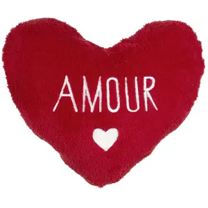 Coussin Plaid Sherpa Coeur 120x150cm Rouge pas cher