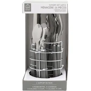 Ménagère 16 Pièces Avec Support Essentiel 23cm Gris pas cher
