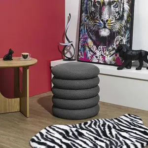 Comparateur de prix : THE HOME DECO FACTORY Pouf 2 en 1 en tissu coloré atome gris foncé