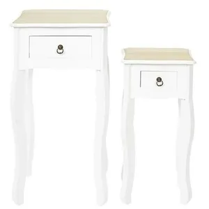 Comparateur de prix : The Home Deco Factory - Lot de 2 sellettes avec tiroir en MDF Victoria