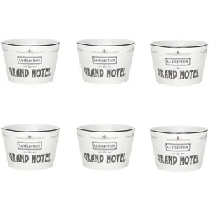 Home Deco Factory - 2 Coupelles Grand Hotel blanc/noir - 14x7x14 cm OS pas cher