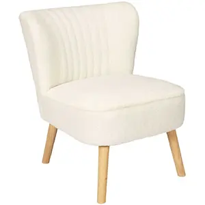 Comparateur de prix : PARIS PRIX Fauteuil À Bouclette "Erika" - Blanc - L 70 X H 72 X P 59 Cm