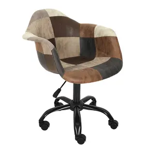 PARIS PRIX Home Deco Factory - Fauteuil de Bureau Patchwork marron/multicolore - 66x62x74 cm T.U pas cher