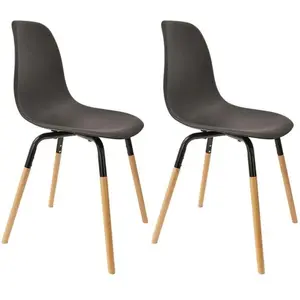 PARIS PRIX Chaise scandinave pieds métal et bois de hêtre Phenix (Lot de 2)