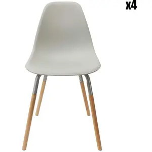 Comparateur de prix : HOME DECO FACTORY Chaise scandinave pieds métal et bois de hêtre Phenix (Lot de 2) Gris