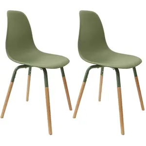 PARIS PRIX Chaise scandinave pieds métal et bois de hêtre Phenix (Lot de 2) pas cher