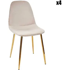 Comparateur de prix : PARIS PRIX Home Deco Factory - 4 Chaises Pieds Dorés gris/doré - 50x44x86 cm T.U