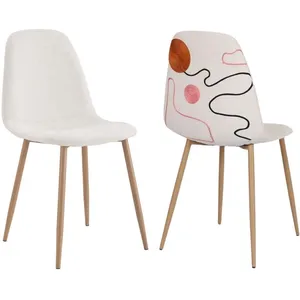 PARIS PRIX Chaise pieds imitation bois Poésie (Lot de 2)