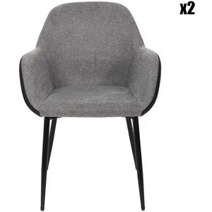 Lot De 2 Fauteuils Déco "memphis" 85cm Gris & Noir - Paris Prix