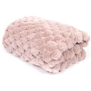 Comparateur de prix : The Home Deco Factory - Plaid Imit Fourrure Opulence Rose 120x150cm