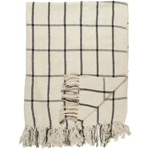 Comparateur de prix : Home Deco Factory - Plaid jeté de lit à carreaux beige/noir - 125x150 cm T.U