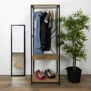 Comparateur de prix : PARIS PRIX Maisonetstyles Vestiaire Avec Étagères 60x40,4x167 Cm Naturel Et Noir