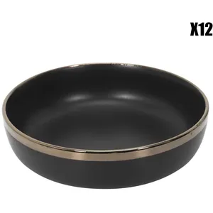 Comparateur de prix : Lot De 6 Assiettes Creuses "moscou" 17cm Noir - Paris Prix