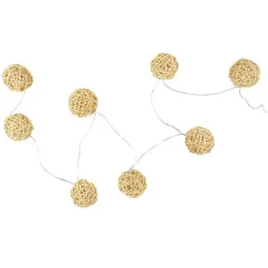 Comparateur de prix : Guirlande Lumineuse 8 Led Boule Rotin 156cm Naturel - Paris Prix