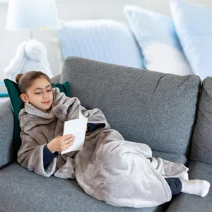 The Home Deco Kids - Plaid a Manches Enfant Gris 140x100cm