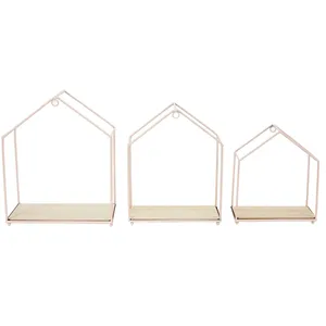 Comparateur de prix : PARIS PRIX The Home Deco Factory - Set de 3 étagères filaires roses Nude