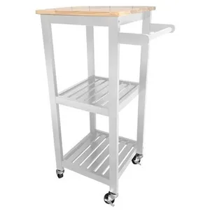 Comparateur de prix : Home Deco Factory - Desserte à roulettes blanc/marron - 37x84.5x45 cm T.U