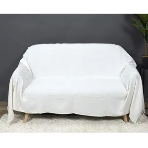 Comparateur de prix : Home Deco Factory - Jeté de canapé gaufré ivoire - 250x170 cm T.U