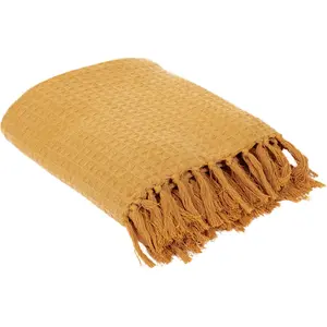 Home Deco Factory - Jeté de canapé gaufré jaune ocre - 250x170 cm T.U pas cher