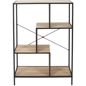 Comparateur de prix : HOME DECO FACTORY Étagère multi-compartiments décor effet bois naturel et noir H113cm