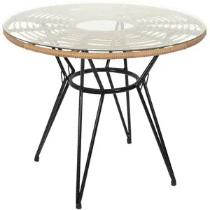 Table de repas ronde - AC-DÉCO - Verre trempé - L 90 x l 90 cm pas cher