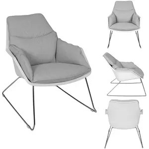 Home Deco Factory - Fauteuil Mora gris/blanc - 93x74x79 cm T.U pas cher