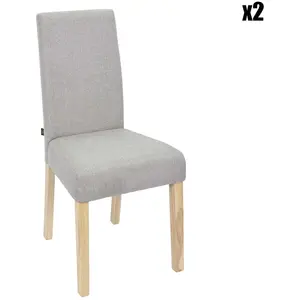 Comparateur de prix : Mes Home Deco Factory - 2 Chaises Lena gris chiné clair/bois - 46x58x98 cm T.U