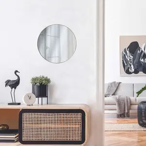 The Home Deco Factory - Miroir rond plat 55 cm en aluminium doré pas cher