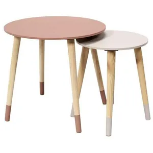 Comparateur de prix : Tables gigognes bicolores - Paris Prix - 48cm - bois - rose