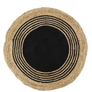 Comparateur de prix : PARIS PRIX The Home Deco Factory - Tapis Rond Jute Coton Noir 90cm