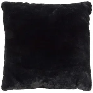 The Home Deco Factory - Coussin Imit Fourrure Opulence Noir 40x40cm