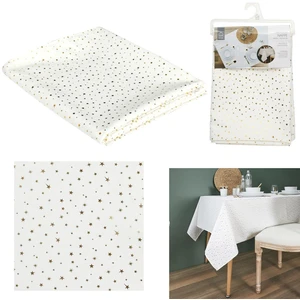 Comparateur de prix : Home Deco Factory - Nappe motif étoile dorée blanc/doré - 250x140 cm T.U