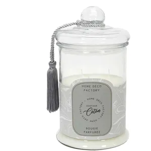 Comparateur de prix : The Home Deco Factory - Bougie parfumée Bonbonnière 15,8 cm gris - senteur coton