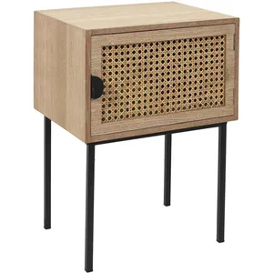 Comparateur de prix : The Home Deco Factory - Chevet en bois 1 porte cannage naturel