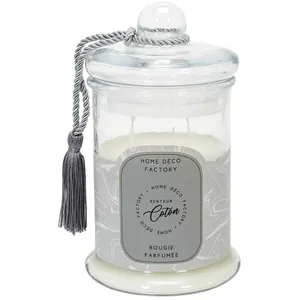 Comparateur de prix : The Home Deco Factory Bougie Parfumée - Paris Prix - Bonbonnière 23cm - Coton - Verre - Gris